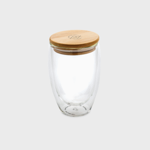 Double Wall Glass with Bamboo Lid 350 ml