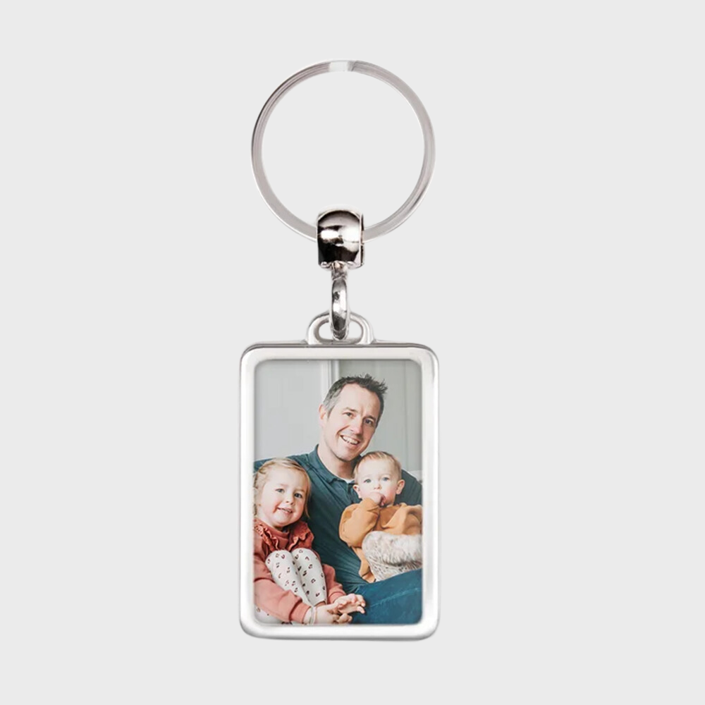Rectangular Stainless Steel Photo Keyring