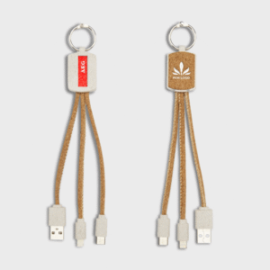 Wheat sStraw and Cork 3-in-1 Charging Cable
