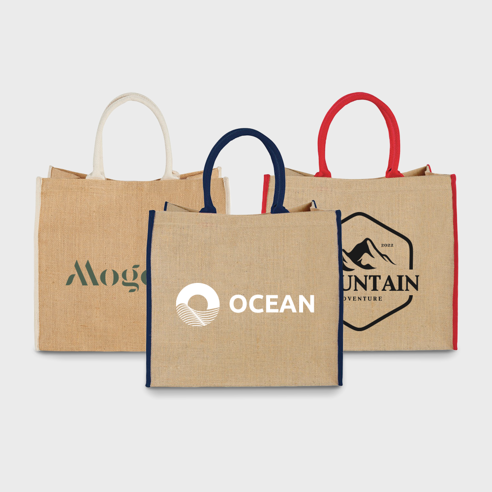 Coloured Edge Jute Tote Bag
