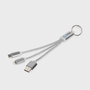 Metal 3-in-1 Charging Cable with Keychain