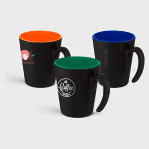 Modern Handle Matt Black Mug with Coloured Inside