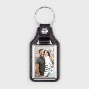 Rectangular Leather Keyring with Photo