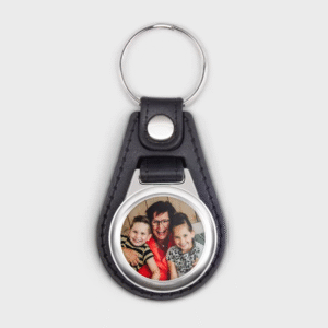Personalised Imitation Leather Keyring with Photo