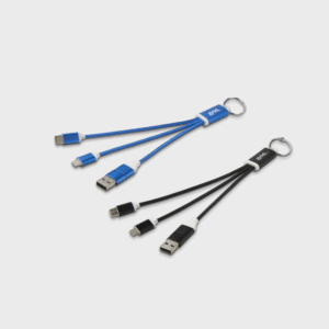 Recycled Aluminium Charging Cable Keychain 4-in-1