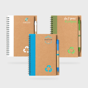 Recycled Wire-O Cardboard Notebook with Pen